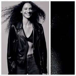 NWT. Zara Black Biker Leather Jacket. Size S.